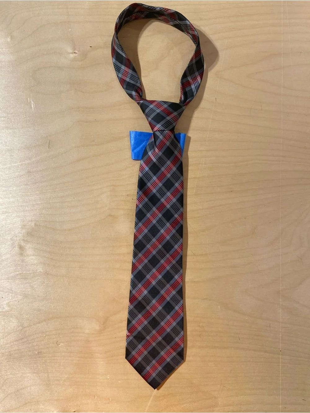 Milano Moda Classic Plaid Men's Tie in Black and Red (SJ)